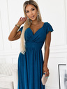numoco Kurzärmeliges Kleid mit Ausschnitt und kurzen Ärmeln - navy mit Glitter Numoco MATILDE