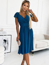 numoco Kurzärmeliges Kleid mit Ausschnitt und kurzen Ärmeln - navy mit Glitter Numoco MATILDE
