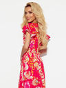 numoco Langes Kleid mit Ausschnitt und Rüschen - Rosa mit Blumen Numoco LIDIA