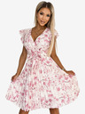 numoco Plisseekleid mit Ausschnitt und Rüschen - rosa Blumen Numoco POLINA