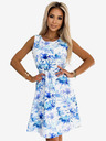 numoco Schmeichelhaftes weißes Kleid mit blauem Muster Numoco VICTORIA