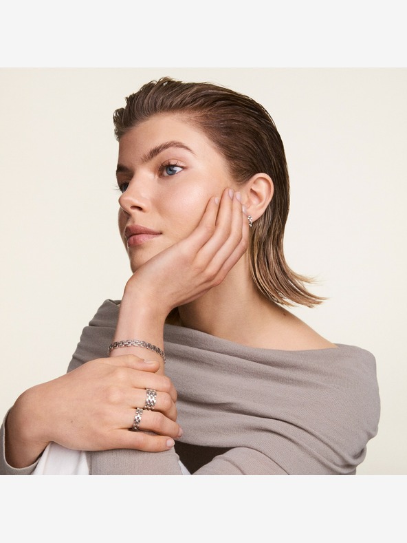 Daniel Wellington Damen Silber Stahl Ohrringe Daniel Wellington 3-Link