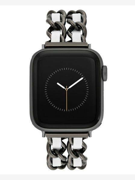 Steve Madden Steve Madden Damenarmband aus Stahl und veganem Leder für Apple Watch 38/40/41 mm, WS/1001BKWT424445
