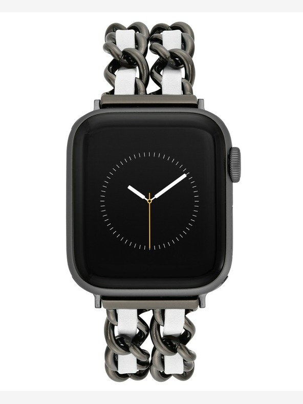 Steve Madden Steve Madden Damenarmband aus Stahl und veganem Leder für Apple Watch 38/40/41 mm, WS/1001BKWT424445