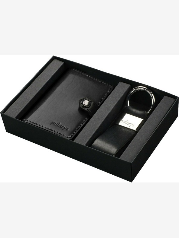 Pularys Pularys Herren Hiker Leder Geldbörse und Schlüsselanhänger Geschenkset Schwarz 211314101