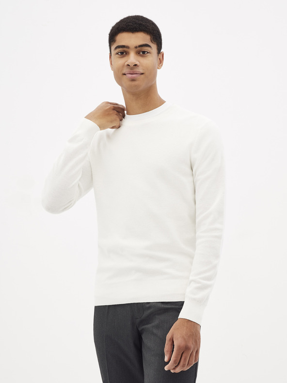 Celio Weißer Basic-Pullover Celio Nepic