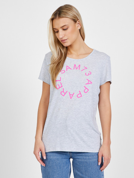 Sam 73 Hellgraues T-Shirt mit Aufdruck für Frauen SAM 73 Arias