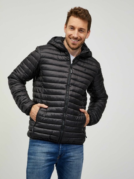 Sam 73 Schwarze Herren-Steppjacke mit Kapuze SAM 73 Edmund