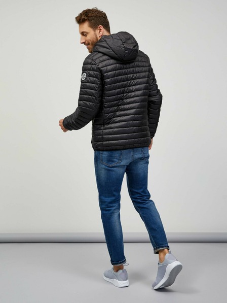 Sam 73 Schwarze Herren-Steppjacke mit Kapuze SAM 73 Edmund