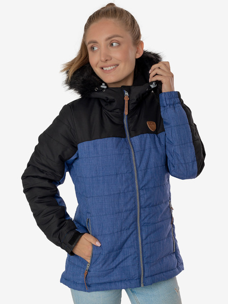 Sam 73 Schwarz-blaue Damen-Winterkapuzenjacke SAM 73