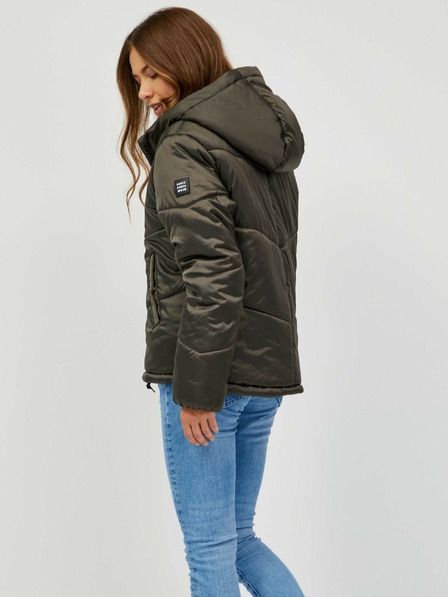Sam 73 Dunkelgrüne Damen-Steppwinterjacke mit Kapuze SAM 73 Gede