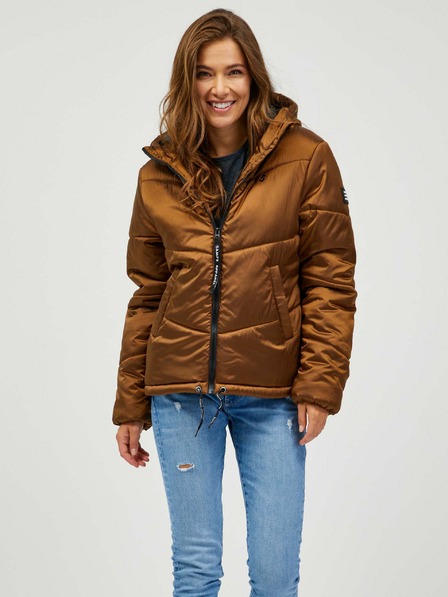 Sam 73 Braune Damen-Steppwinterjacke mit Kapuze SAM 73 Gede