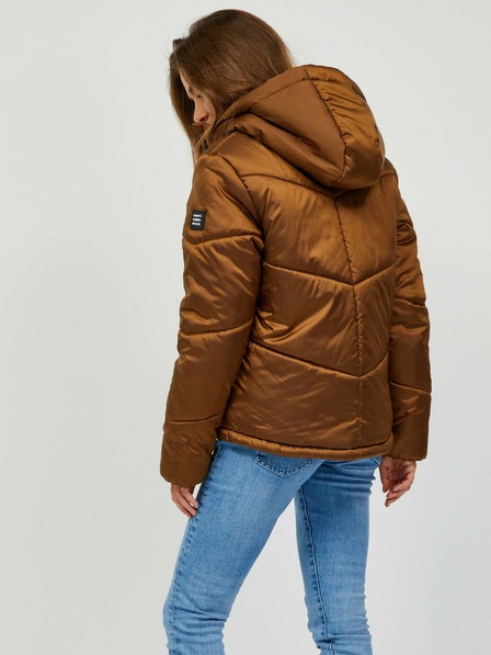 Sam 73 Braune Damen-Steppwinterjacke mit Kapuze SAM 73 Gede