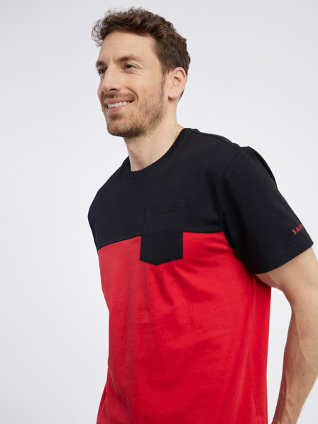 Sam 73 Schwarz-rotes Herren-T-Shirt SAM 73 Sirius