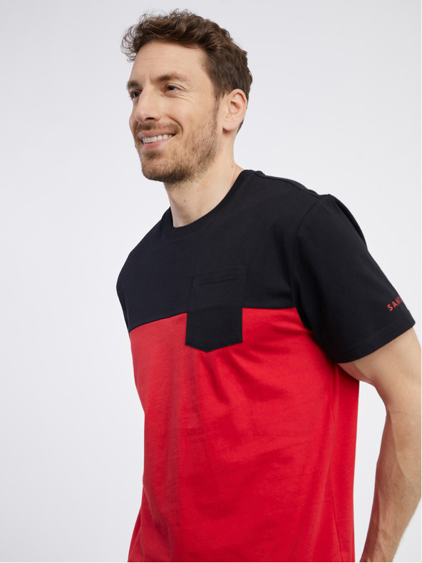 Sam 73 Schwarz-rotes Herren-T-Shirt SAM 73 Sirius