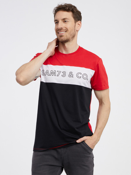 Sam 73 Schwarz-rotes Herren-T-Shirt SAM 73 Seamus