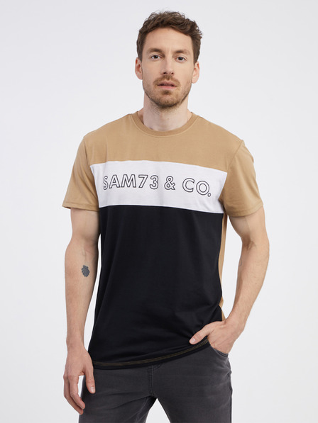 Sam 73 Schwarz-braunes Herren-T-Shirt SAM 73 Seamus