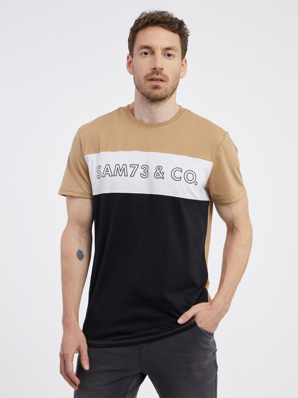 Sam 73 Schwarz-braunes Herren-T-Shirt SAM 73 Seamus