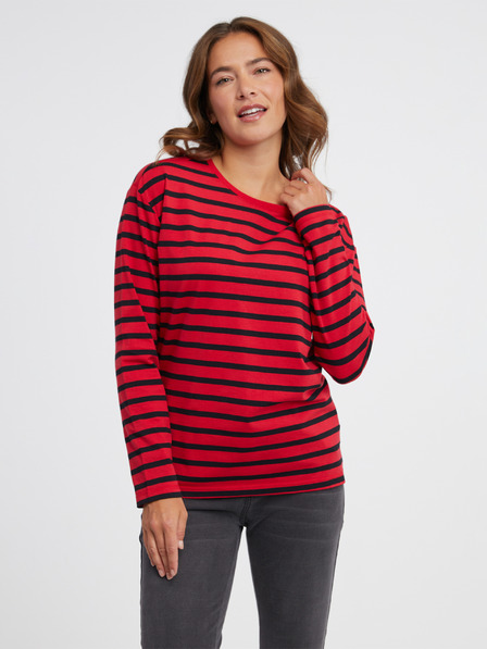 Sam 73 Rotes gestreiftes Langarm-T-Shirt für Frauen SAM 73 Prudence