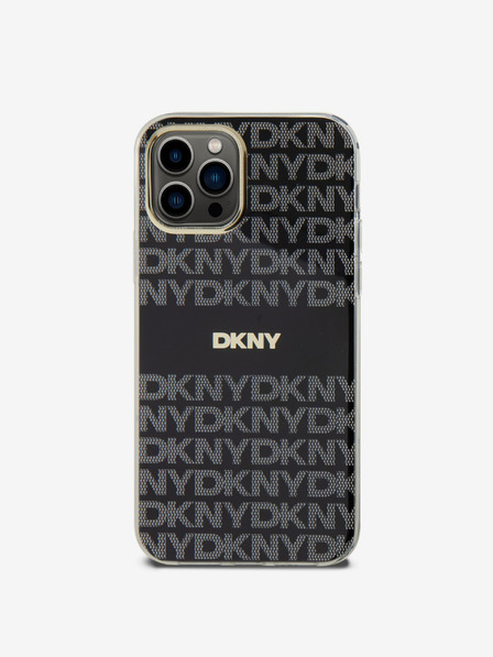 DKNY PC/TPU Repeat Pattern Tonal Stripe Magsafe Back Cover für iPhone 12/12 Pro Schwarz DKNY