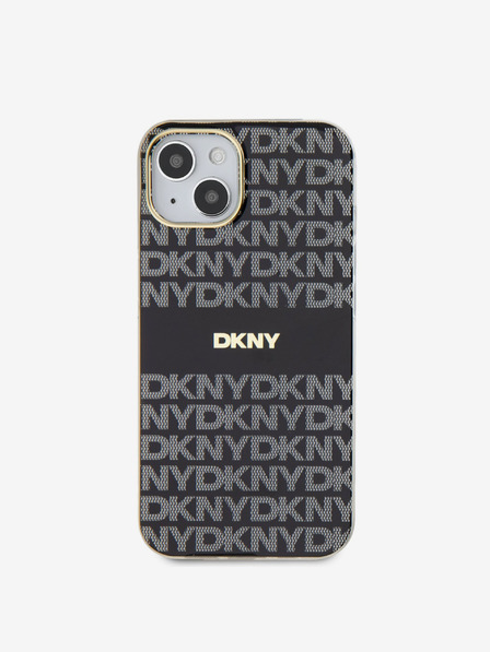 DKNY PC/TPU Repeat Pattern Tonal Stripe Magsafe Back Cover für iPhone 13 Schwarz DKNY