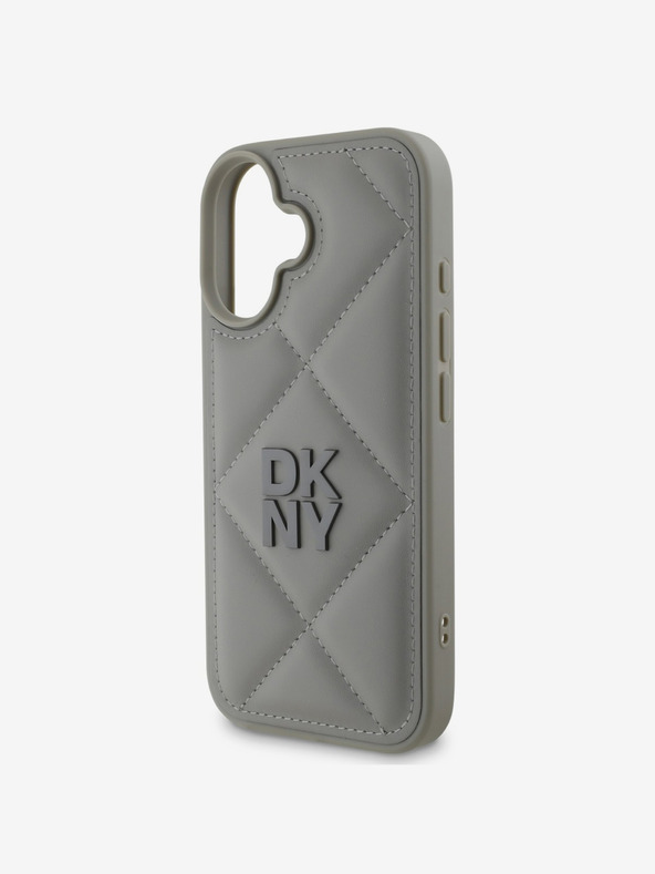 DKNY DKNY PU Leder Quilted Stack Logo Schutzhülle für iPhone 16 Plus Grau