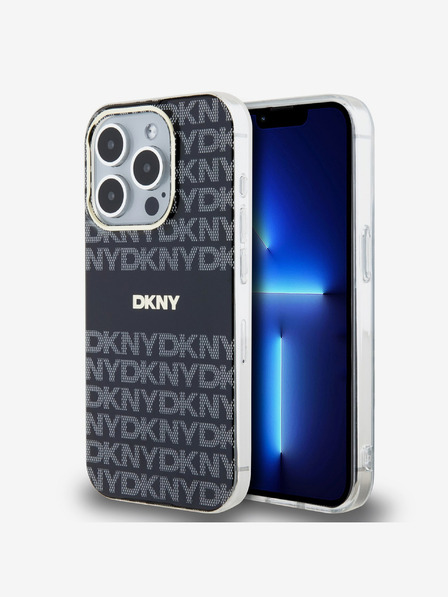 DKNY PC/TPU Repeat Pattern Tonal Stripe Magsafe Back Cover für iPhone 13 Pro Schwarz DKNY