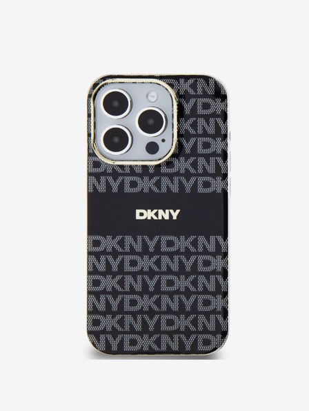 DKNY PC/TPU Repeat Pattern Tonal Stripe Magsafe Back Cover für iPhone 13 Pro Schwarz DKNY