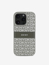 DKNY DKNY PU Leder Wiederholungsmuster Tonal Stripe Back Cover für iPhone 16 Pro Beige