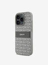 DKNY DKNY PU Leder Wiederholungsmuster Tonal Stripe Back Cover für iPhone 16 Pro Beige