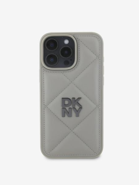 DKNY DKNY PU Leder Gestepptes Stack Logo Rückseite für iPhone 16 Pro Max Grau
