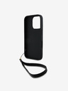 DKNY DKNY PU Leder Stack Logo Handgelenkschlaufe Schutzhülle für iPhone 16 Pro Max Schwarz