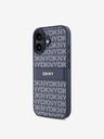 DKNY DKNY PU Leder Repeat Pattern Tonal Stripe Back Cover für iPhone 16 Blau