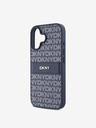 DKNY DKNY PU Leder Repeat Pattern Tonal Stripe Back Cover für iPhone 16 Blau