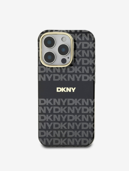 DKNY DKNY PC/TPU Repeat Pattern Tonal Stripe Magsafe Back Cover für iPhone 16 Pro Schwarz