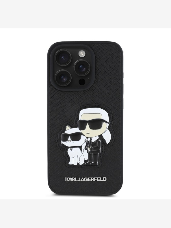 Karl Lagerfeld Karl Lagerfeld PU Saffiano Karl und Choupette Schutzhülle für iPhone 15 Pro Schwarz