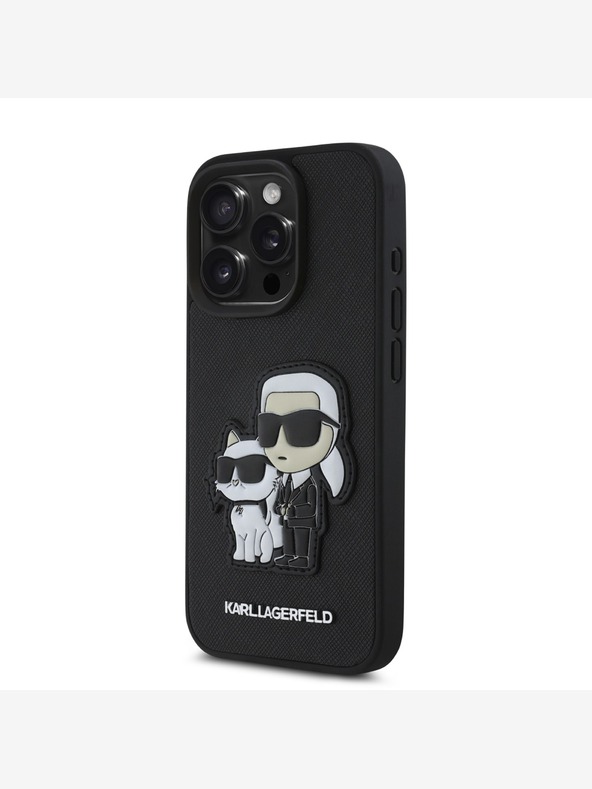 Karl Lagerfeld Karl Lagerfeld PU Saffiano Karl und Choupette Schutzhülle für iPhone 15 Pro Schwarz