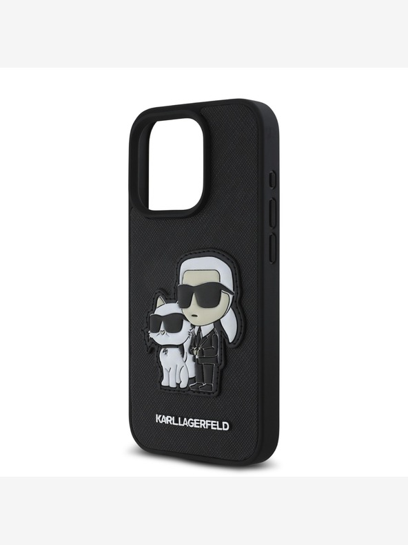Karl Lagerfeld Karl Lagerfeld PU Saffiano Karl und Choupette Schutzhülle für iPhone 15 Pro Schwarz