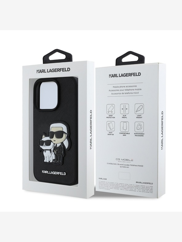 Karl Lagerfeld Karl Lagerfeld PU Saffiano Karl und Choupette Schutzhülle für iPhone 15 Pro Schwarz