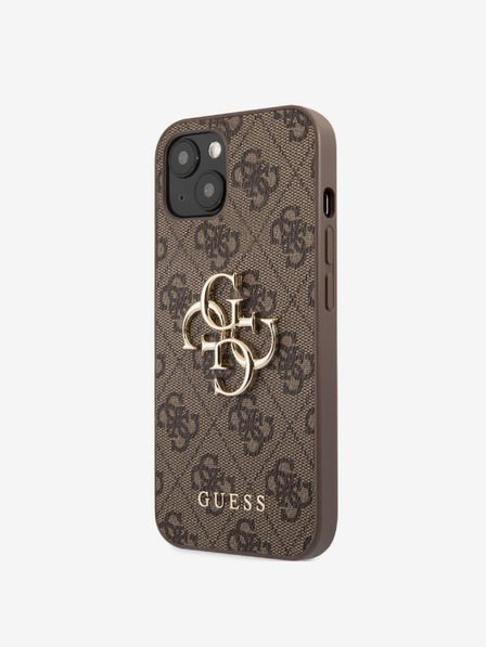 Guess Guess PU 4G Metall-Logo-Rückseite für iPhone 13 Braun