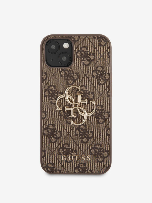 Guess Guess PU 4G Metall-Logo-Rückseite für iPhone 13 Braun