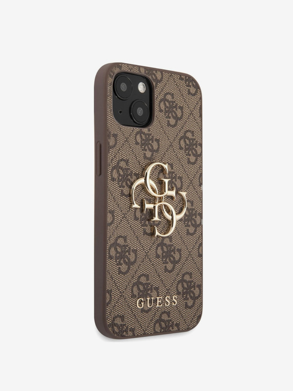 Guess Guess PU 4G Metall-Logo-Rückseite für iPhone 13 Braun