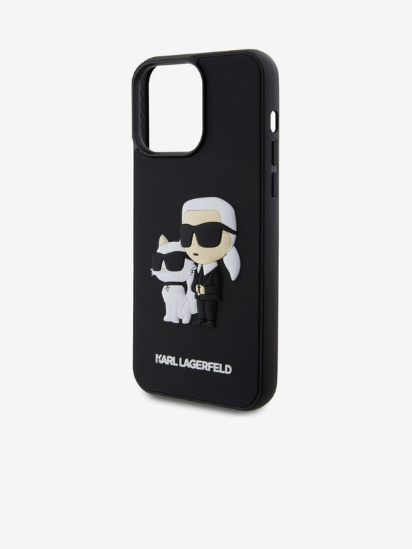 Karl Lagerfeld 3D Gummi Karl und Choupette Back Cover für iPhone 13 Pro Max Schwarz Karl Lagerfeld