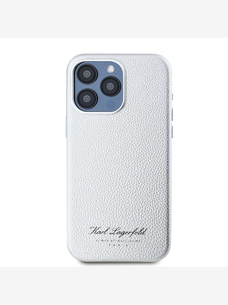 Karl Lagerfeld Genarbtes PU Hotel RSG Back Cover für iPhone 15 Pro Grau Karl Lagerfeld