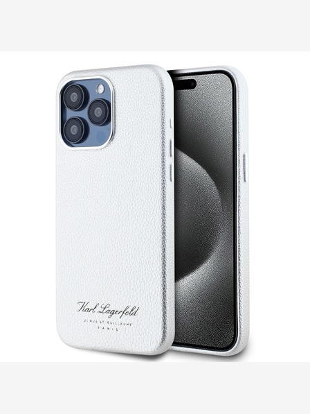 Karl Lagerfeld Genarbtes PU Hotel RSG Back Cover für iPhone 15 Pro Max Grau Karl Lagerfeld
