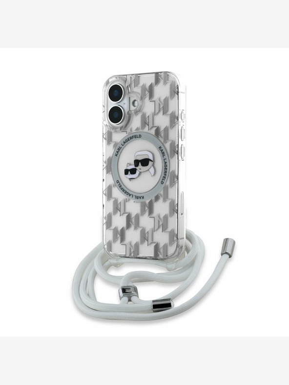 Karl Lagerfeld Karl Lagerfeld IML Monogram Crossbody K&CH Heads MagSafe Back Cover für iPhone 16 Transparent