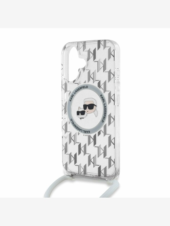 Karl Lagerfeld Karl Lagerfeld IML Monogram Crossbody K&CH Heads MagSafe Back Cover für iPhone 16 Transparent