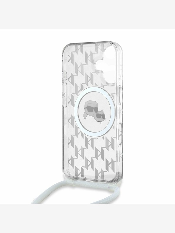 Karl Lagerfeld Karl Lagerfeld IML Monogram Crossbody K&CH Heads MagSafe Back Cover für iPhone 16 Transparent