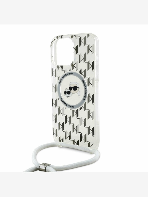 Karl Lagerfeld Karl Lagerfeld IML Monogram Crossbody K&CH Heads MagSafe Back Cover für iPhone 16 Pro Transparent