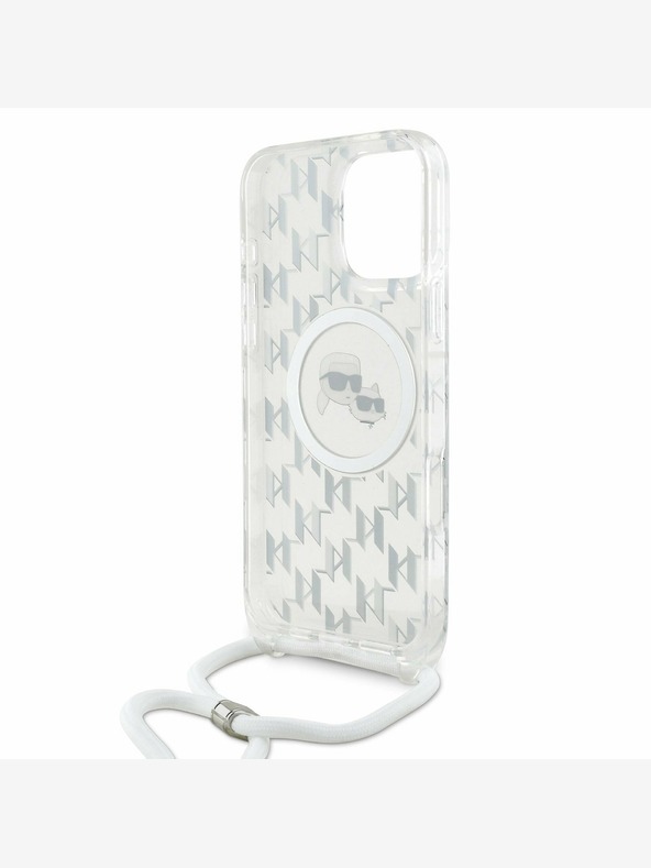 Karl Lagerfeld Karl Lagerfeld IML Monogram Crossbody K&CH Heads MagSafe Back Cover für iPhone 16 Pro Transparent